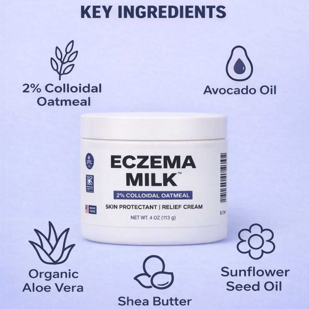 ECZEMA MILK 4 oz SKIN PROTECTANT RELIEF CREAM