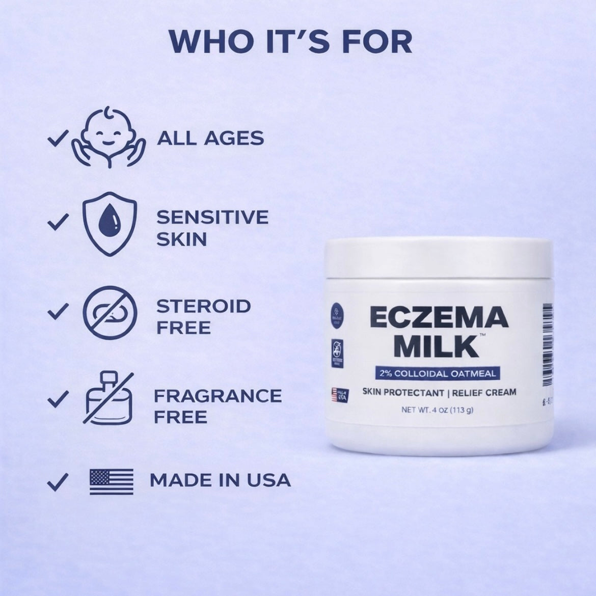 ECZEMA MILK 4 oz SKIN PROTECTANT RELIEF CREAM